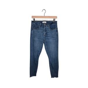 LOFT Curvy Skinny Jeans Raw Hem Medium Blue Wash Size 27/4